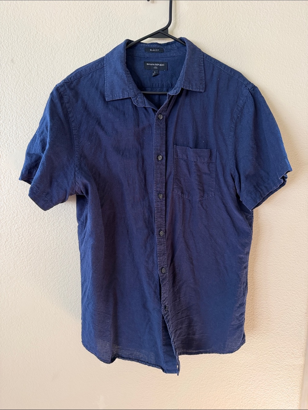 Banana Republic Navy Short-Sleeve Button-Down Shirt